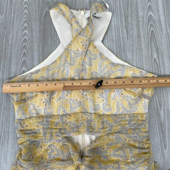 Likely Revolve Lucy Twisted Cut Out Metallic Midi Dress Green Tea Multi Gold 10 - Picture 11 of 12